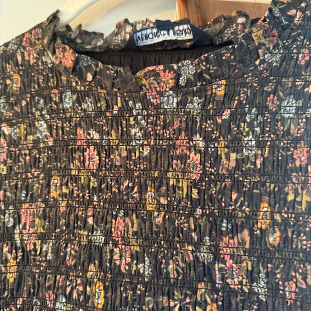 Veronica Beard Black Floral Long Sleeve Dress